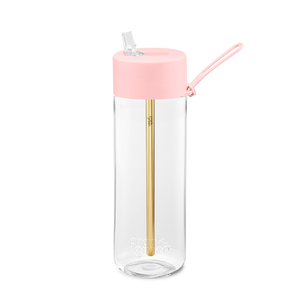 Frank Green Original Clear Reusable Bottle with Straw Lid - Blush Pink