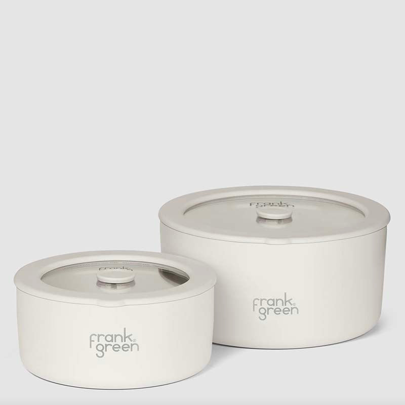 Frank Green Pack of 2 Stainless Steel Bowls - White