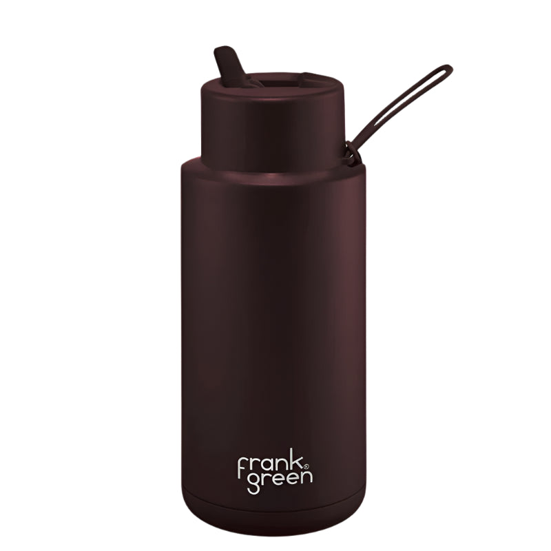 Frank Green Ceramic Reusable Bottle (1 litre) - Straw Lid Chocolate