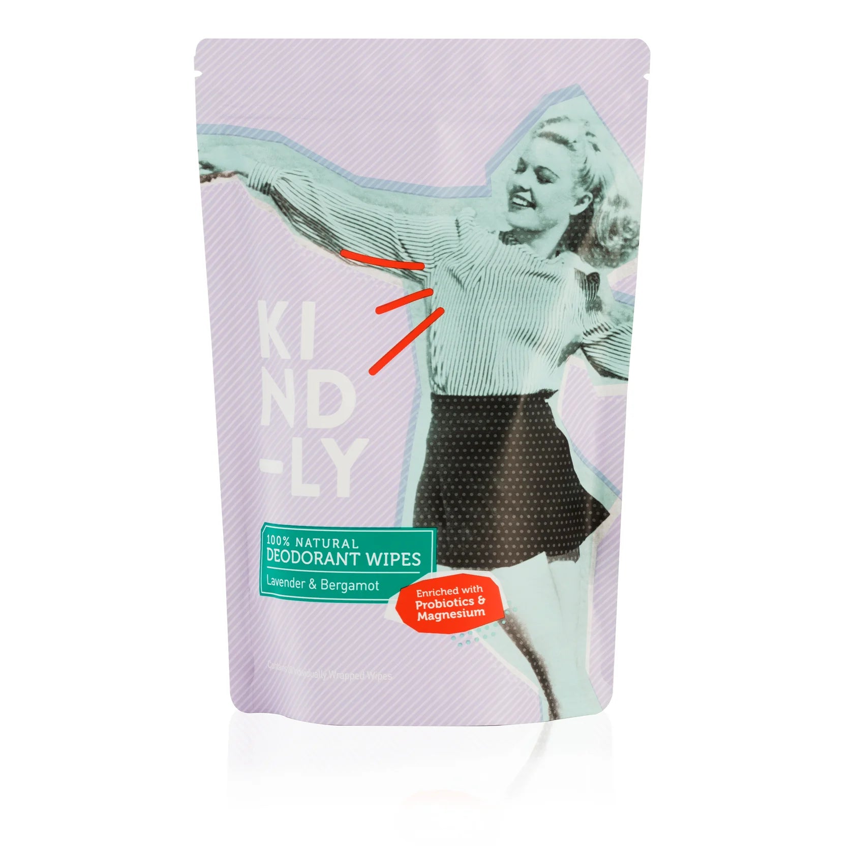 KIND-LY 100% Natural Deodorant Wipes - Lavender & Bergamot
