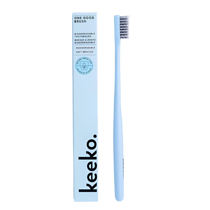 Keeko One Good Brush Biodegradable Toothbrush - Blue