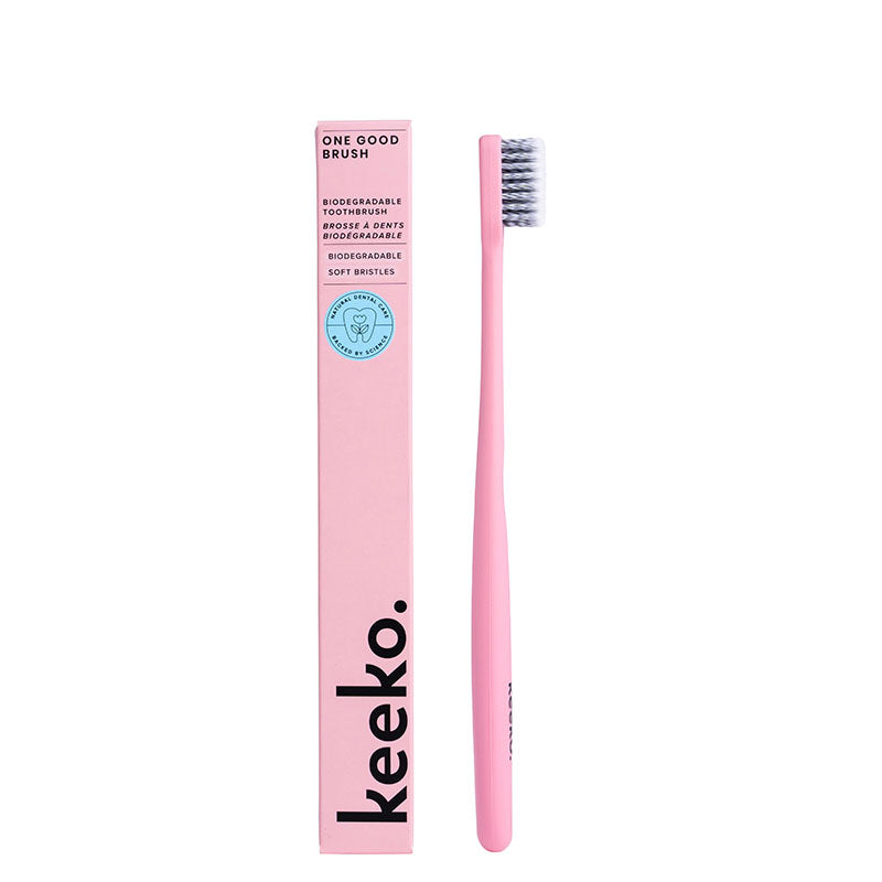 Keeko One Good Brush Biodegradable Toothbrush Pink