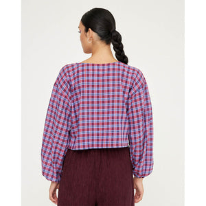 Kuwaii Orchis Top - Berry Plaid back