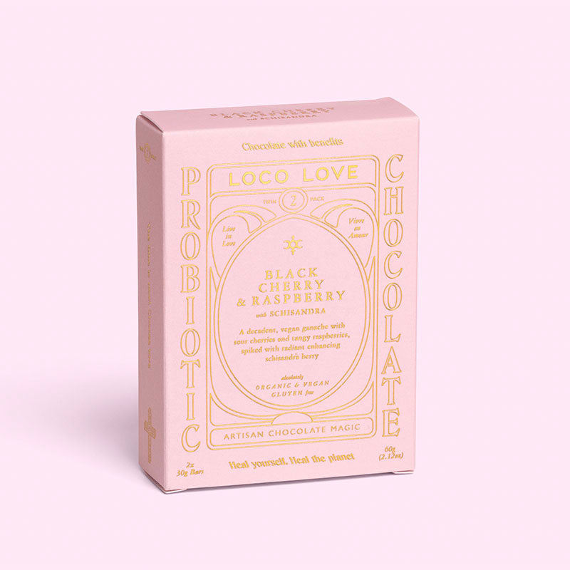 Loco Love Black Cherry &amp; Raspberry Ganache Chocolate twin pack