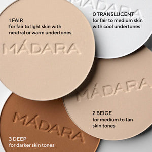 MADARA Air Equal Soft Silk Mineral Powder swatches