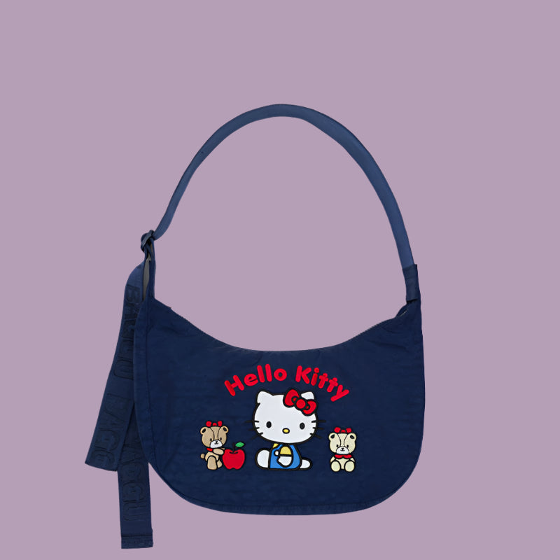 Baggu Medium Nylon Crescent Bag Light Blue Gingham