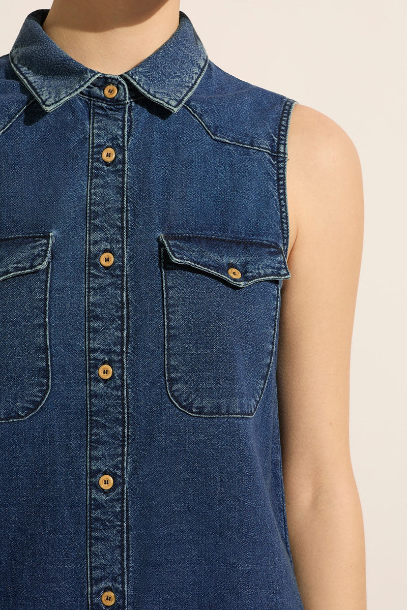 Outland Denim Amber Sleeveless Shirt Dress