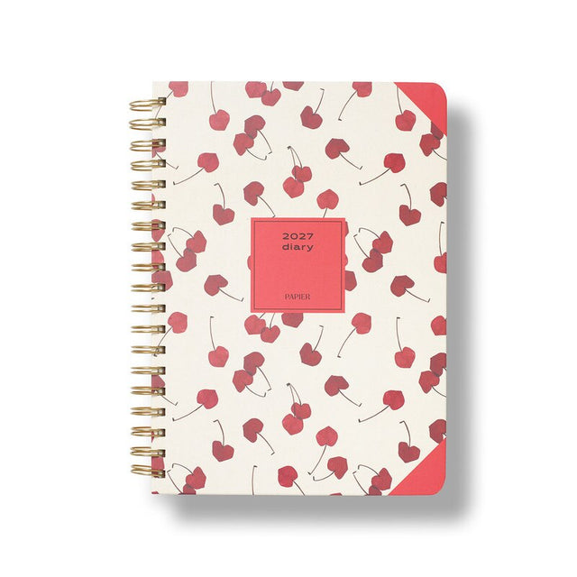 Papier 2027 Weekly Hardcover B5 Spiral Diary Cherry Hearts