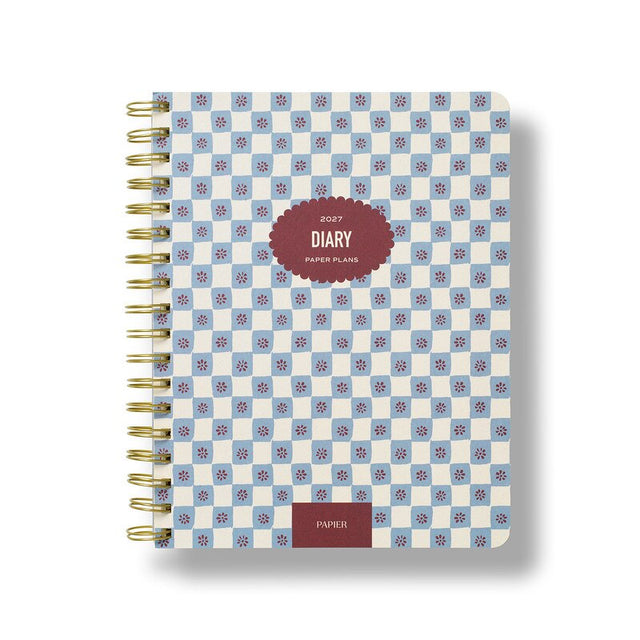 Papier 2027 Weekly Softcover Spiral Diary Petals in Check