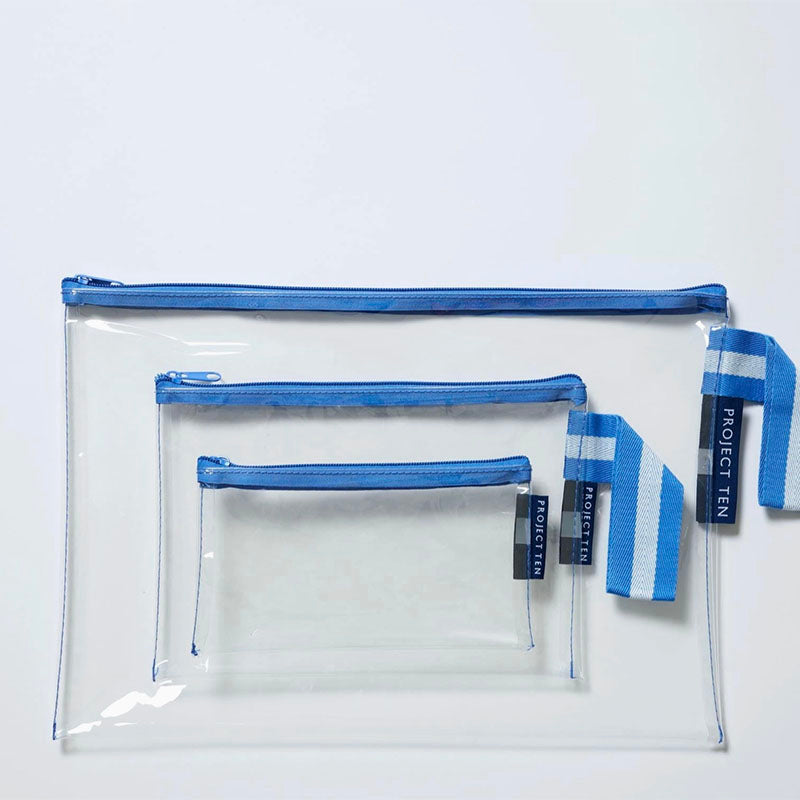 Project Ten Clear Zip Pouch Bundle Blue