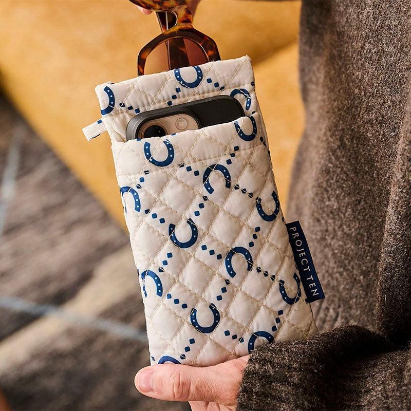 Project Ten Double Glasses Case Navy Horseshoe