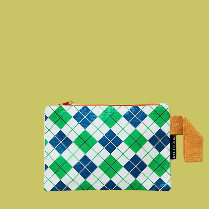 Project Ten Large Zip Pouch Argyle