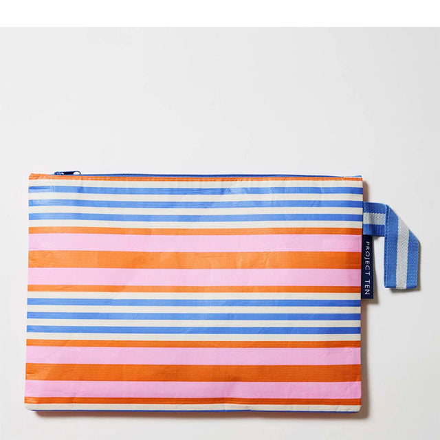 Project Ten Large Zip Pouch Capri Stripe