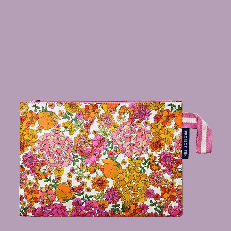 Project Ten Large Zip Pouch Hydrangea
