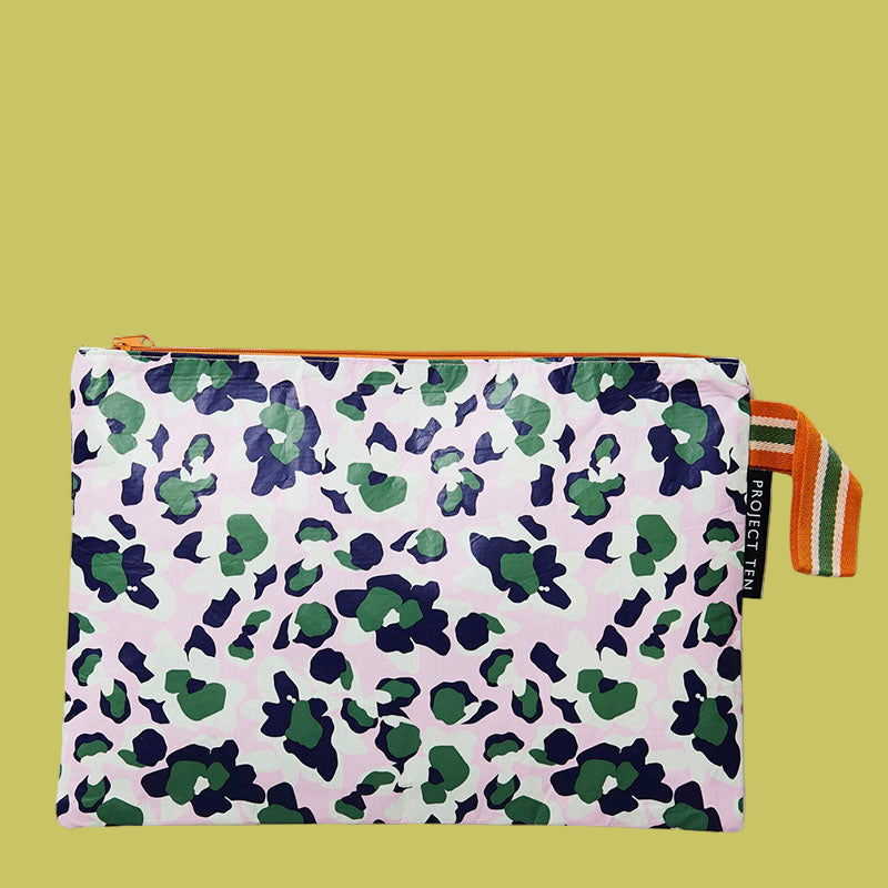 Project Ten Large Zip Pouch Leopard
