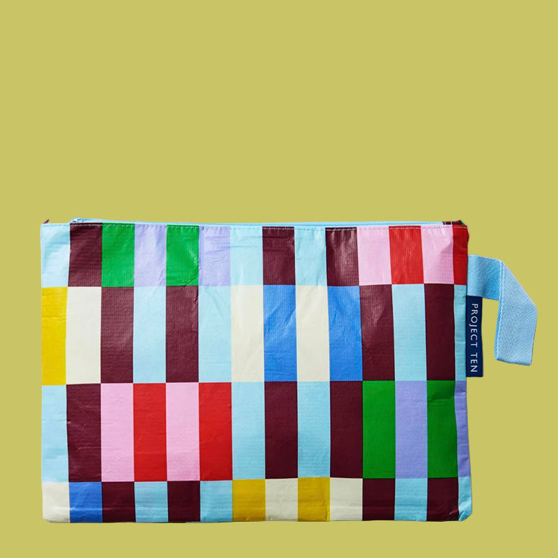 Project Ten Large Zip Pouch Multi Stripe