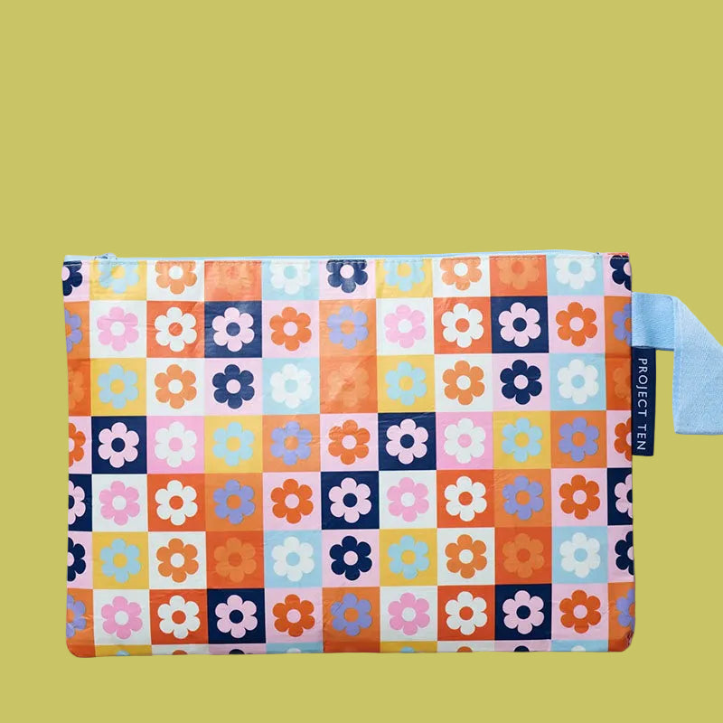 Project Ten Large Zip Pouch Square Flower