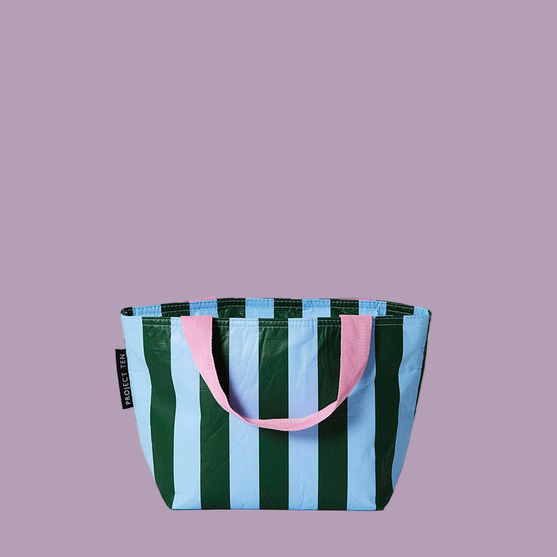 Project Ten Mini Tote Green Blue Stripe