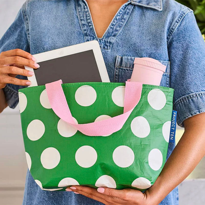 Project Ten Mini Tote Green Polka Dot