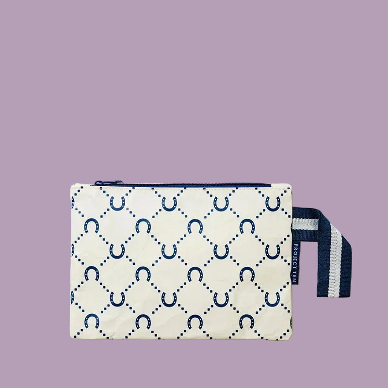 Project Ten Mini Zip Pouch Navy Horseshoe