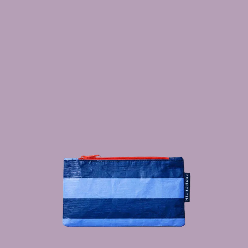 Project Ten Tiny Zip Pouch Blue Stripe