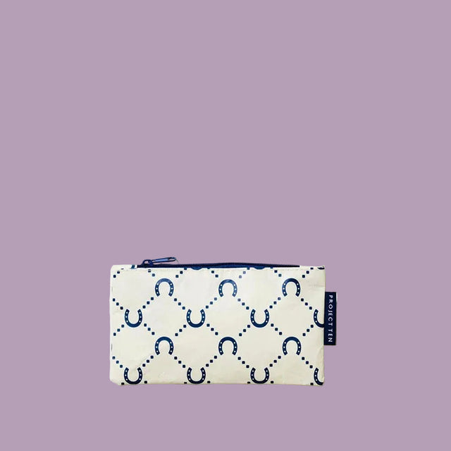 Project Ten Tiny Zip Pouch Navy Horseshoe