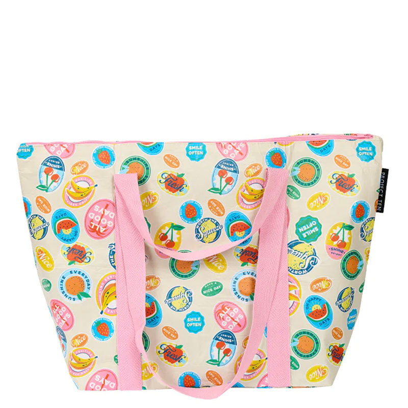 Project Ten Zip Up Medium Tote - Fruit Stickers