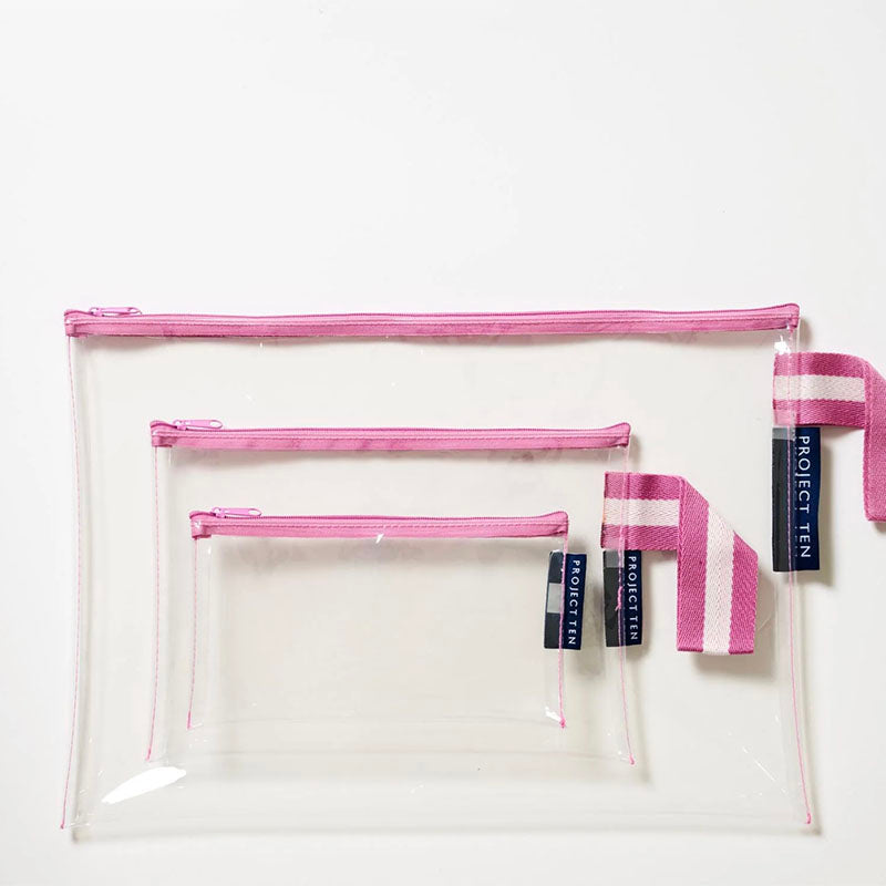 Project Ten Clear Zip Pouch Bundle Pink