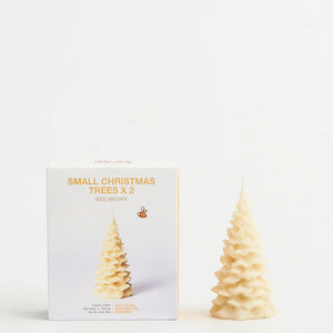 Queen B Small Christmas Trees Beeswax Candles Duo