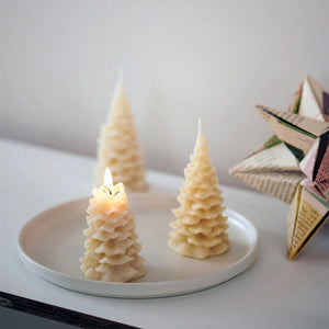 Queen B Small Christmas Trees Beeswax Candles