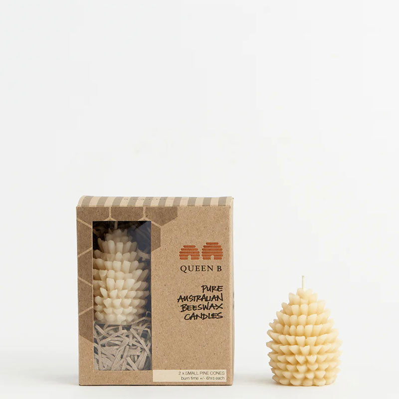 Queen B Small Pine Cones Beeswax Candles - pack of 2