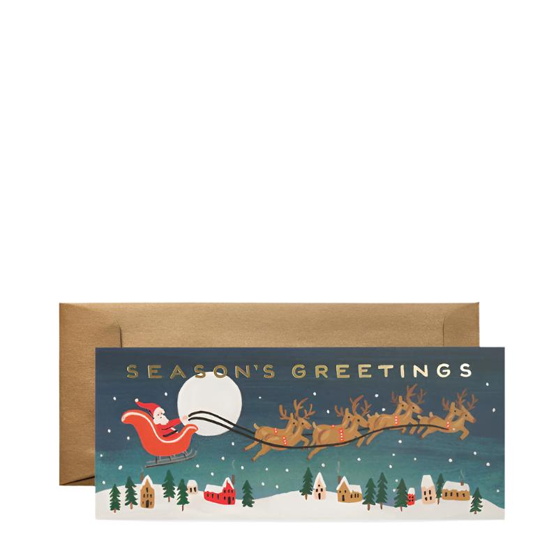 Rifle Paper Co Santa&#39;s Sleigh Long Christmas Card