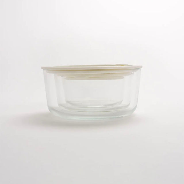 Seed & Sprout Eco Stow Round Glass Container Set - Oat Milk