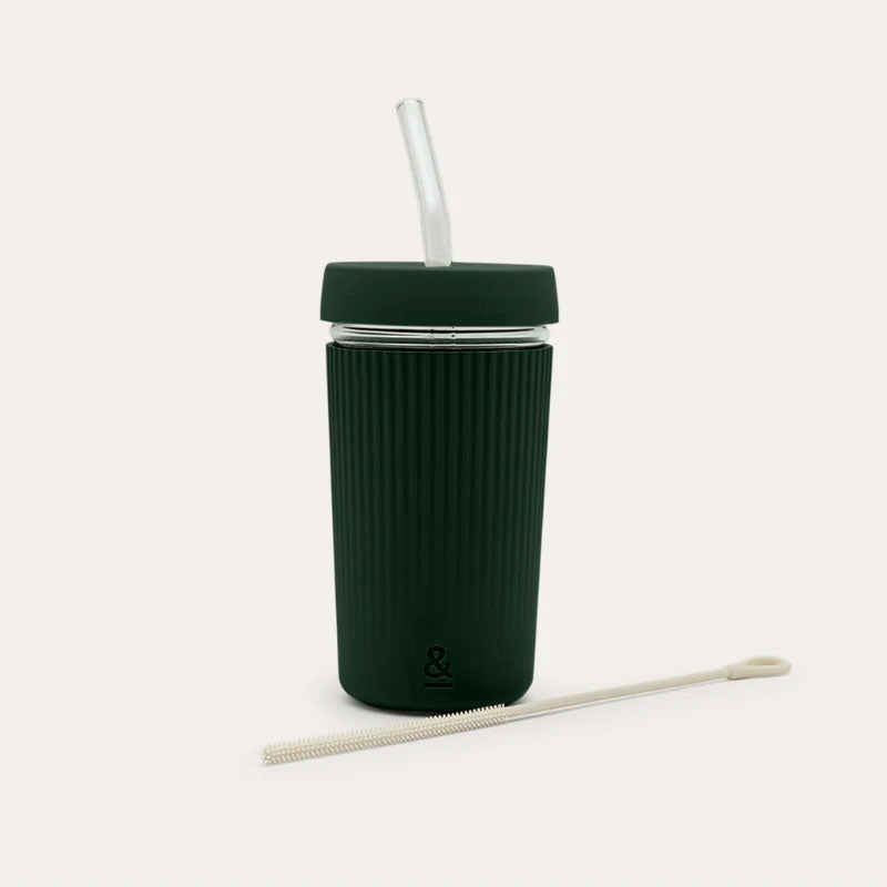 Seed & Sprout Reusable Glass Smoothie Cup Moss