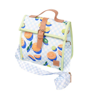 The Somewhere Co Lunch Satchel - Sorrento Citrus with strap