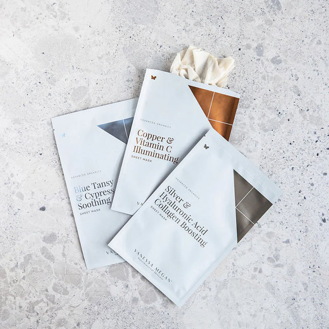 Vanessa Megan Silver, Copper & Blue Sheet Mask Trio