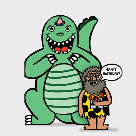 WRAP Dinosaur with Mini Card Birthday Card Geelong