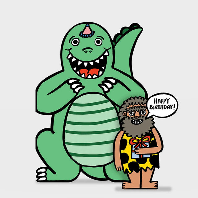 WRAP Dinosaur with Mini Card Birthday Card Geelong