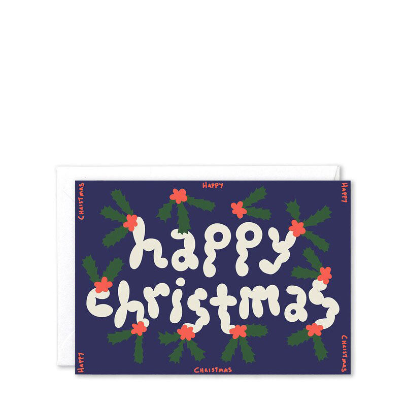 WRAP Happy Christmas Holly Card