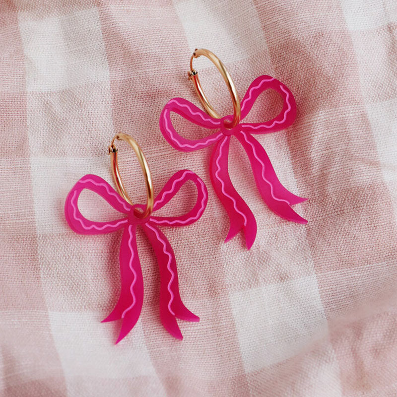 Wolf & Moon Bow Hoops - Magenta