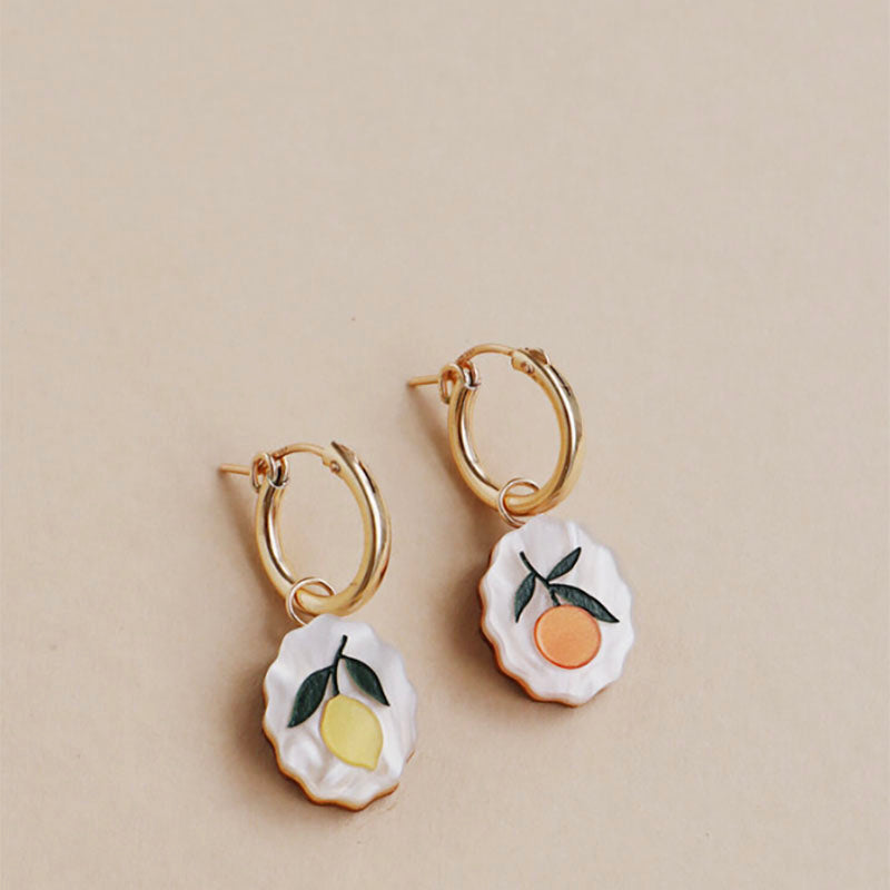 Wolf &amp; Moon Citrus Charm Hoops