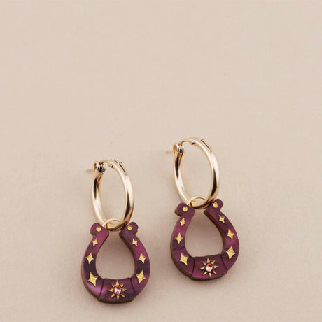 Wolf & Moon Horseshoe Hoop Earrings Cherry