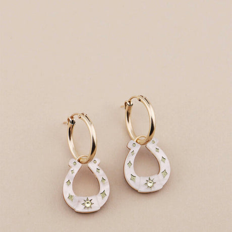 Wolf & Moon Horseshoe Hoop Earrings Cream