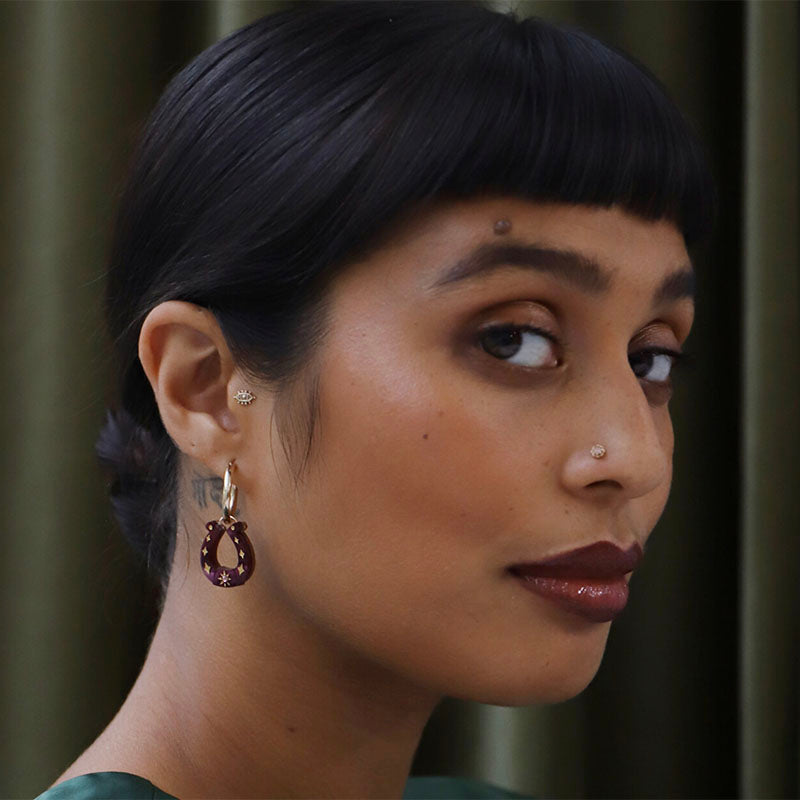 Wolf & Moon Horseshoe Hoop Earrings