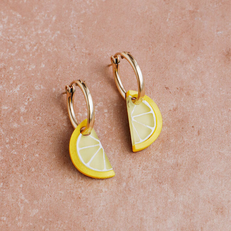 Wolf &amp; Moon Mini Lemon Slice Hoops