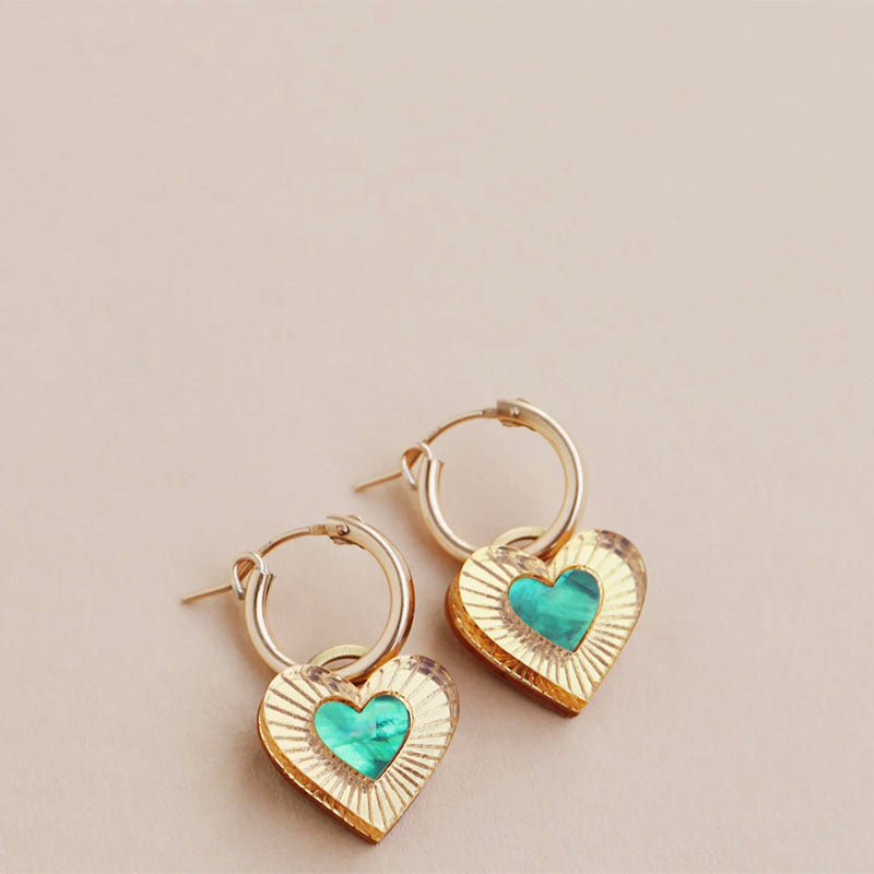 Wolf &amp; Moon Mini Lyra Hoops in Emerald