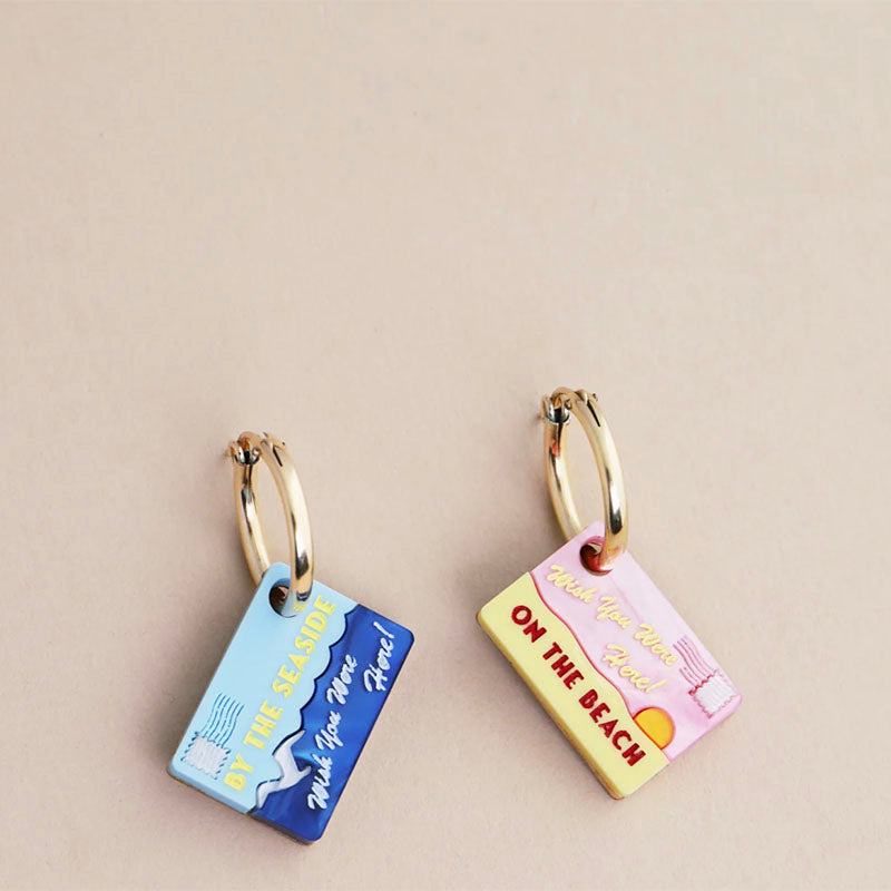 Wolf &amp; Moon Postcard Hoops