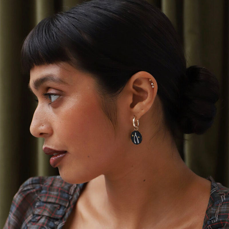 Wolf & Moon Rabbit & Wishbone Charm Hoop Earrings Geelong