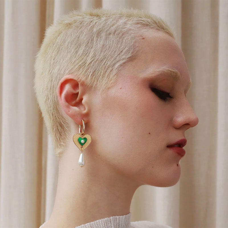 Wolf & Moon Robyn Drop Heart Hoops Geelong