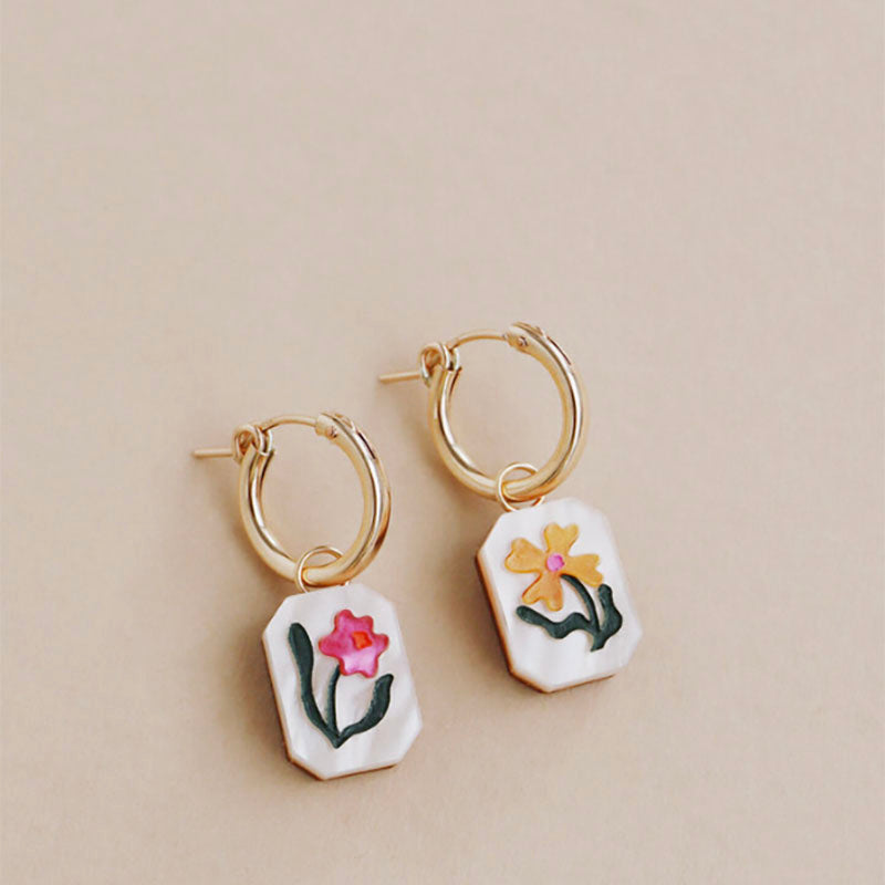 Wolf &amp; Moon Wildflower Charm Hoops